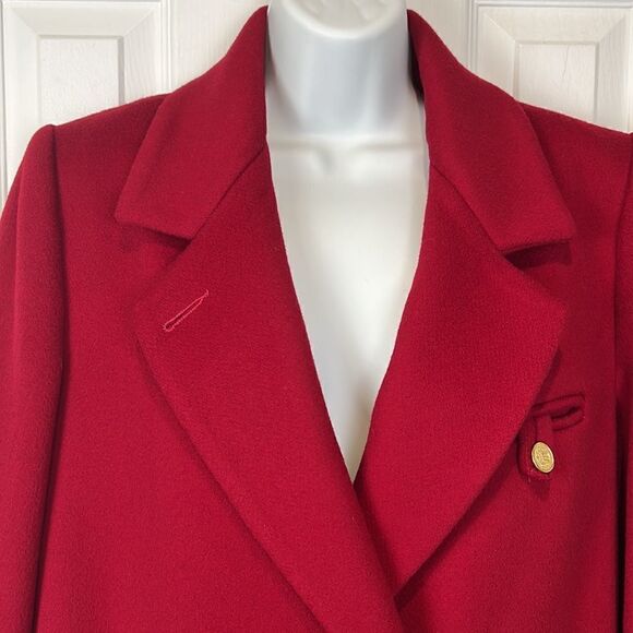 Vintage Forrani Red Double Breasted 100% Wool Long Coat Size 7/8 Petite‎ - Picture 2 of 16
